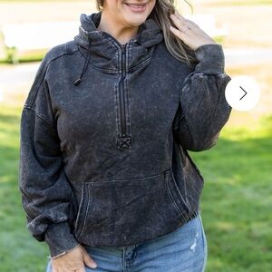 The Reason Is You Sweater French Terry Acid Wash Kangaroo Pocket Hoodie nwot